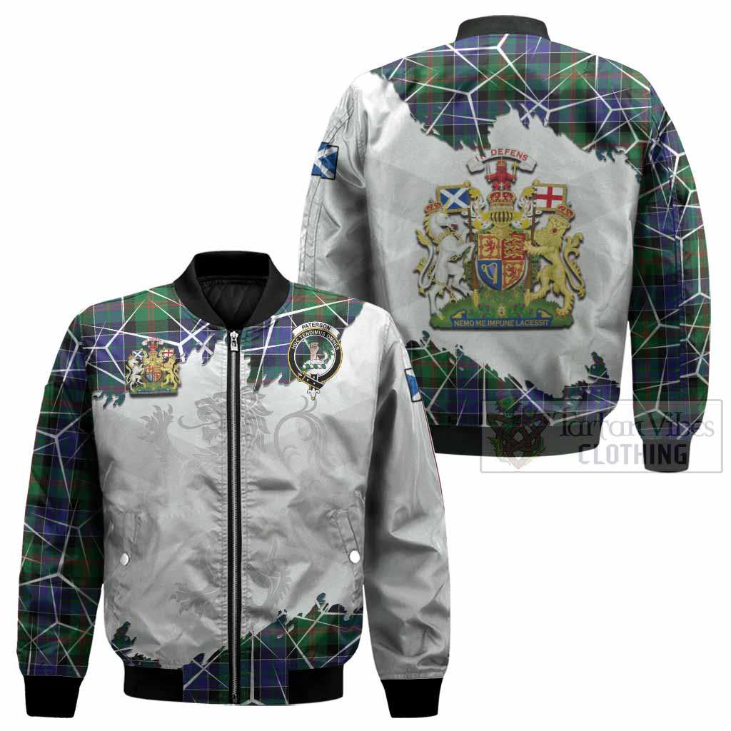 Paterson Tartan Bomber Jacket with Family Crest and Lion Rampant Grunge Style