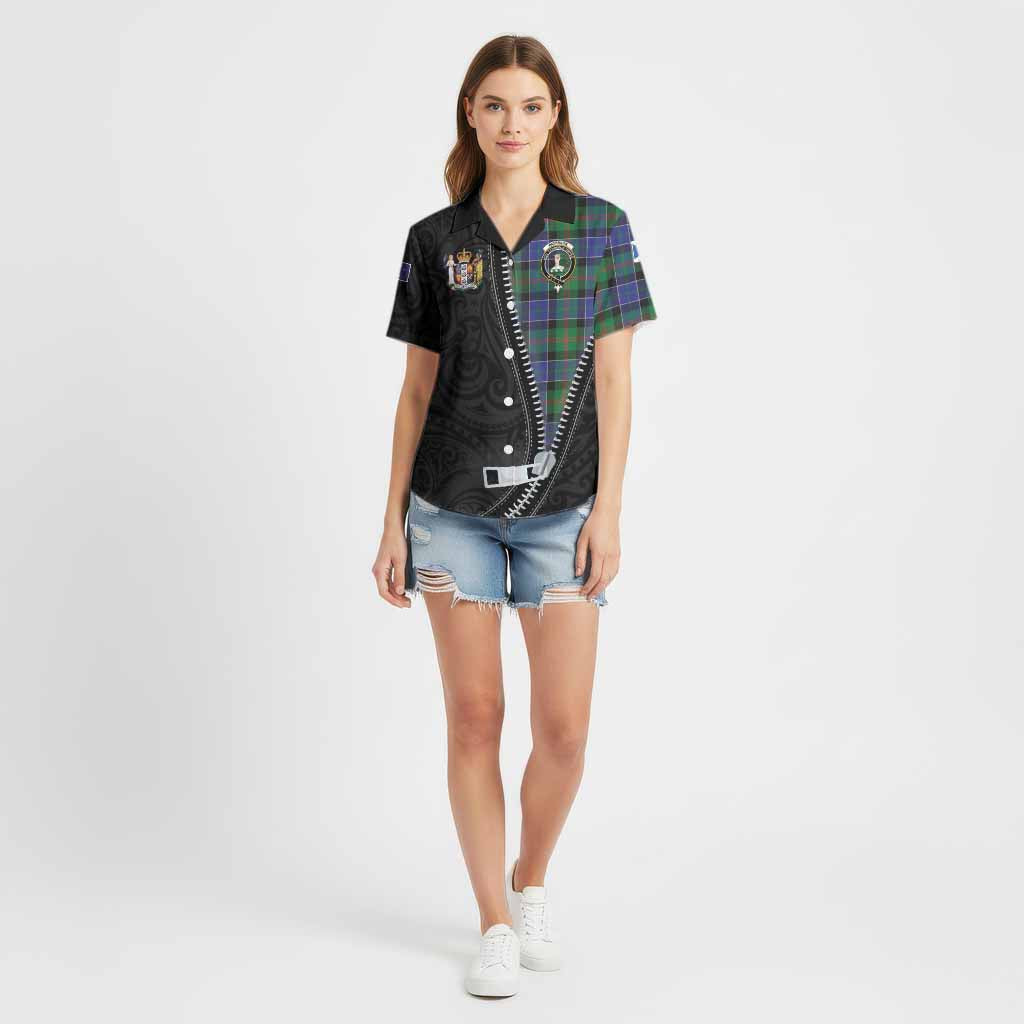 Paterson Tartan Cotton Hawaiian Shirt New Zealand Pattern Unique Zipper Stylized