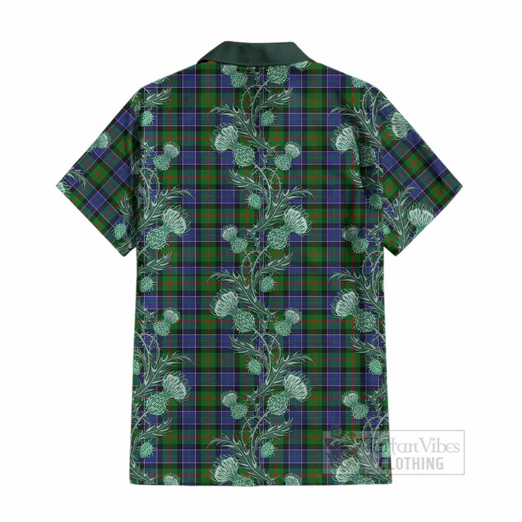 Paterson Tartan Cotton Hawaiian Shirt Seamless Scottish Thistle Flowers