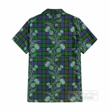Paterson Tartan Cotton Hawaiian Shirt Seamless Scottish Thistle Flowers