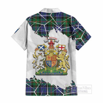 Paterson Tartan Cotton Hawaiian Shirt with Family Crest and Lion Rampant Grunge Style