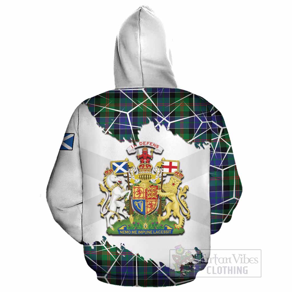 Paterson Tartan Cotton Hoodie with Family Crest and Lion Rampant Grunge Style