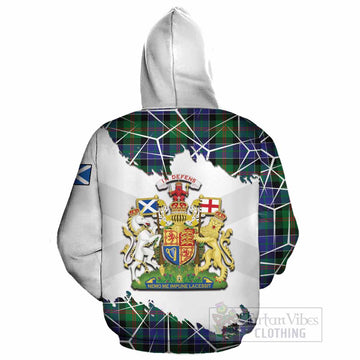 Paterson Tartan Cotton Hoodie with Family Crest and Lion Rampant Grunge Style