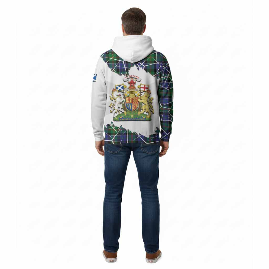 Paterson Tartan Cotton Hoodie with Family Crest and Lion Rampant Grunge Style