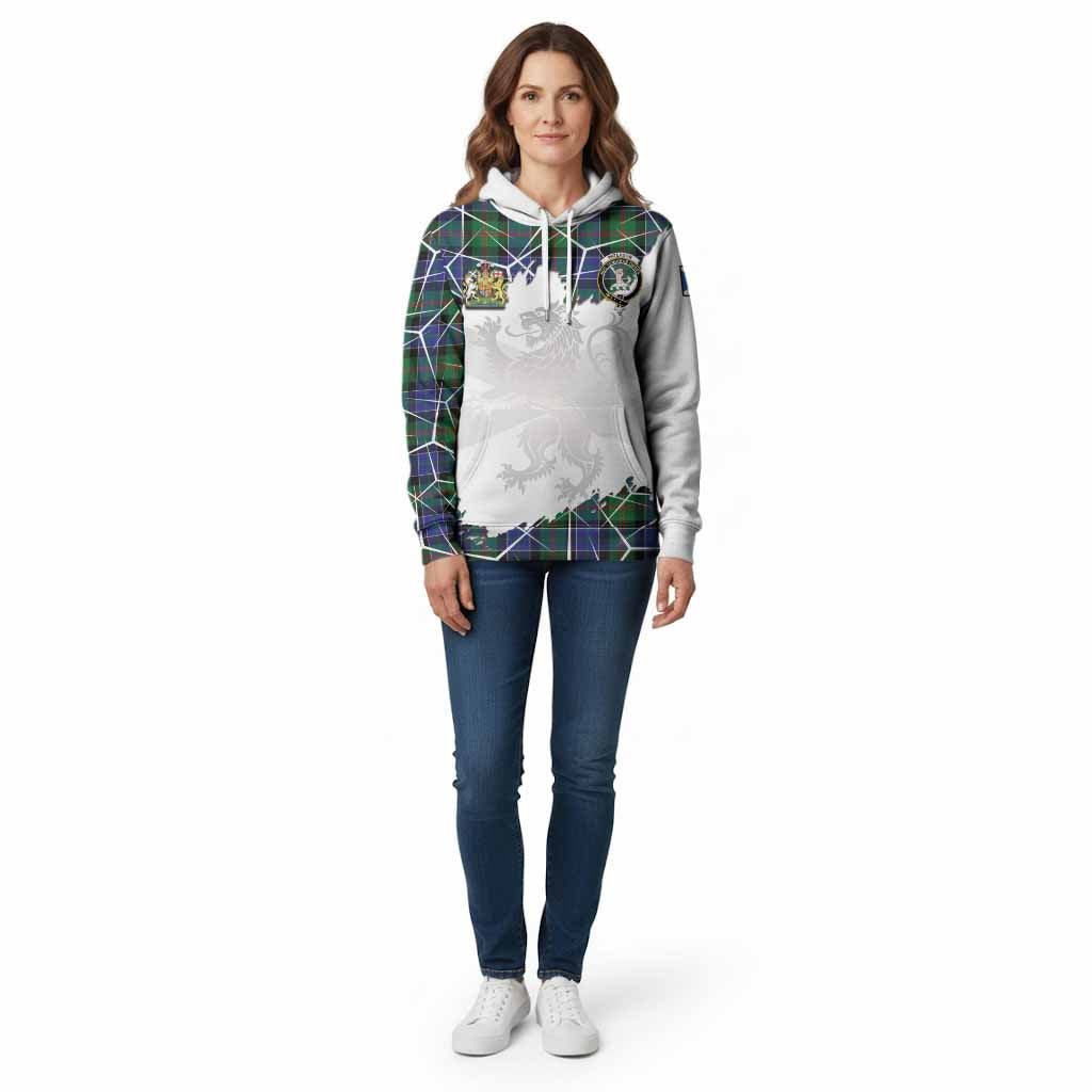Paterson Tartan Cotton Hoodie with Family Crest and Lion Rampant Grunge Style