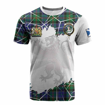 Paterson Tartan Cotton T-shirt with Family Crest and Lion Rampant Grunge Style