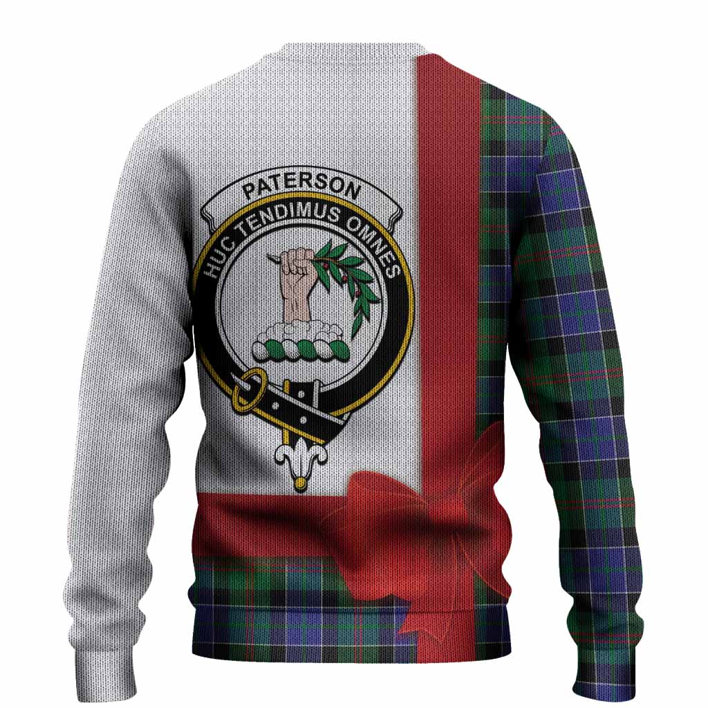 Paterson Tartan Crest Christmas Christmas Ugly Sweater Highland Cow Bagpipes Coquette Bow Style