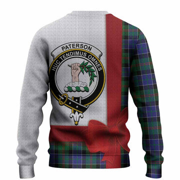 Paterson Tartan Crest Christmas Christmas Ugly Sweater Highland Cow Bagpipes Coquette Bow Style