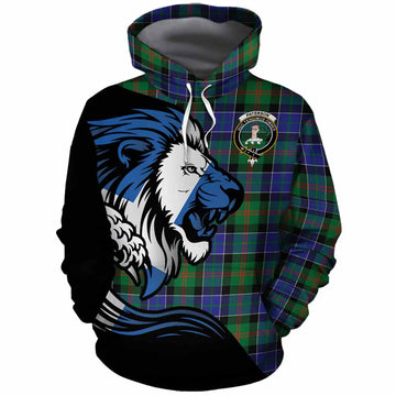Paterson Tartan Crest Cotton Hoodie Scottish Golden Lions Wave Flow