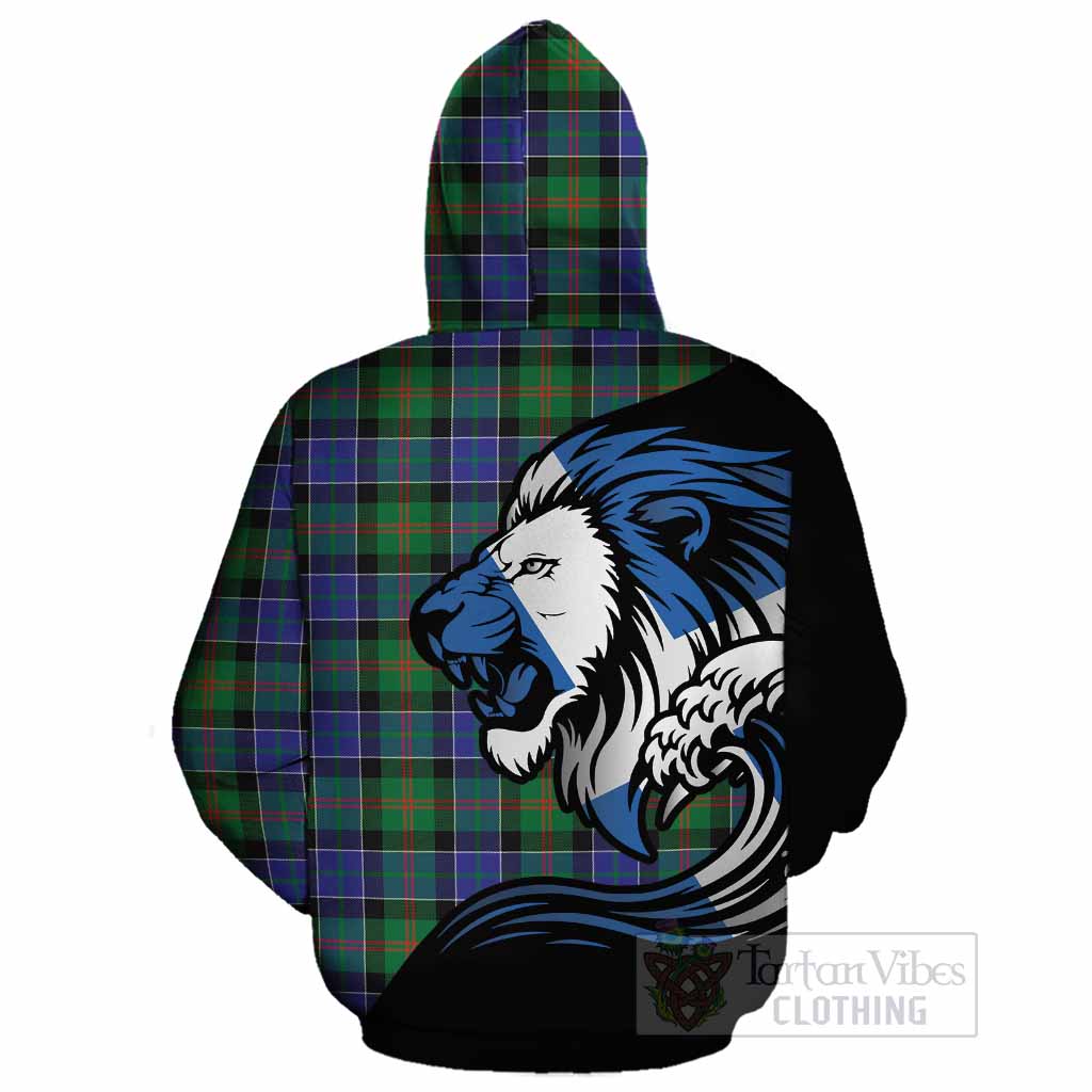 Paterson Tartan Crest Cotton Hoodie Scottish Golden Lions Wave Flow