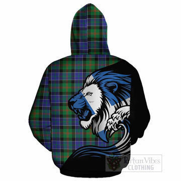 Paterson Tartan Crest Cotton Hoodie Scottish Golden Lions Wave Flow