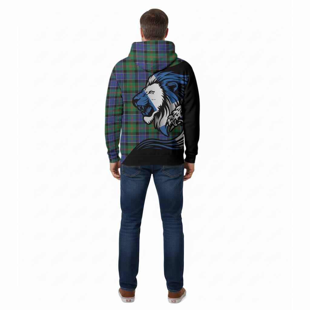 Paterson Tartan Crest Cotton Hoodie Scottish Golden Lions Wave Flow