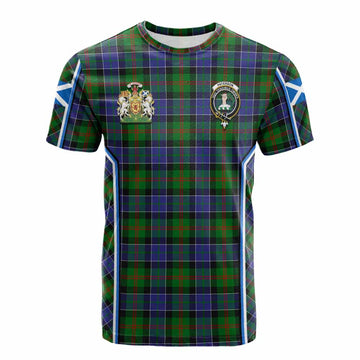 Paterson Tartan Crest Cotton T-shirt Scotland Coat of Arm Flag Style - Tartan Vibes Clothing
