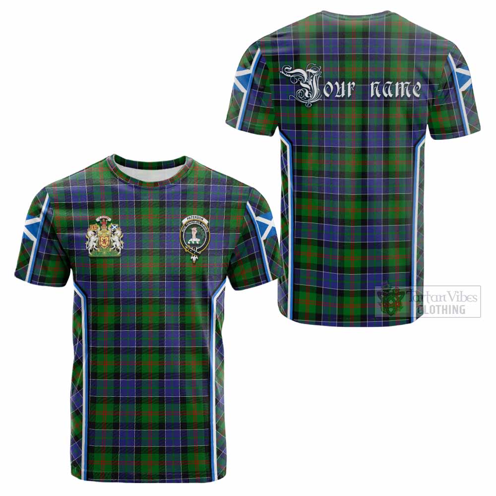 Paterson Tartan Crest Cotton T-shirt Scotland Coat of Arm Flag Style - Tartan Vibes Clothing