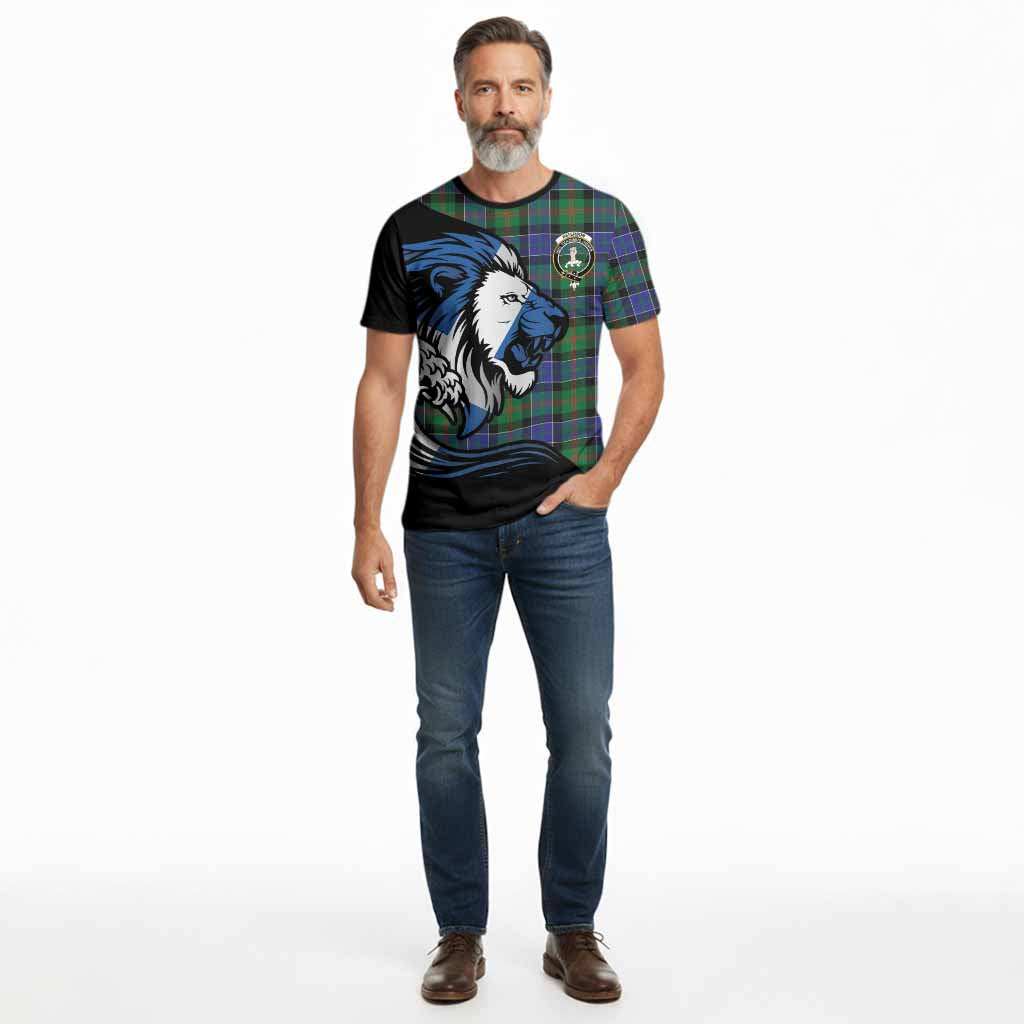 Paterson Tartan Crest Cotton T-shirt Scottish Golden Lions Wave Flow