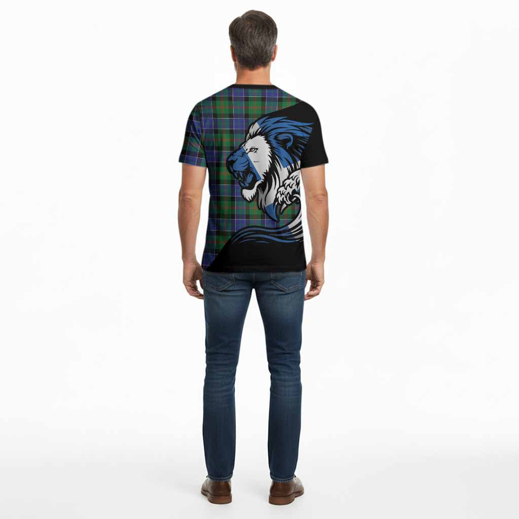 Paterson Tartan Crest Cotton T-shirt Scottish Golden Lions Wave Flow