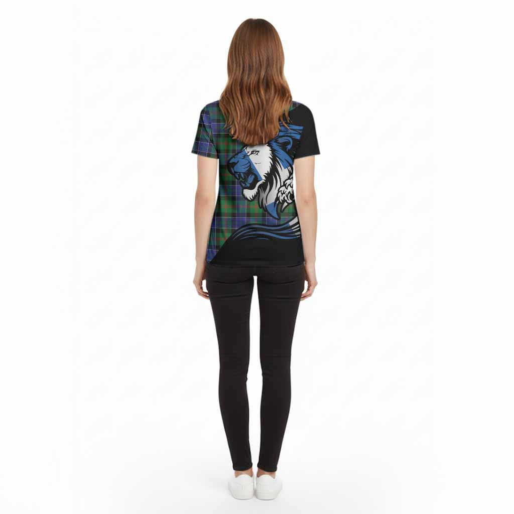 Paterson Tartan Crest Cotton T-shirt Scottish Golden Lions Wave Flow