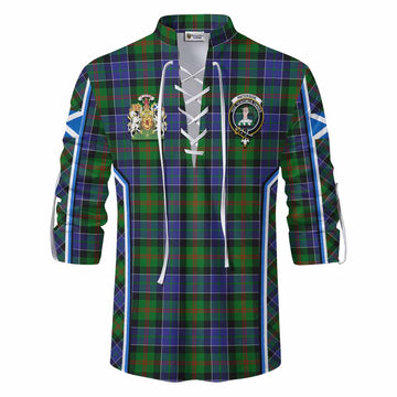 Paterson Tartan Crest Ghillie Kilt Shirt Scotland Coat of Arm Flag Style
