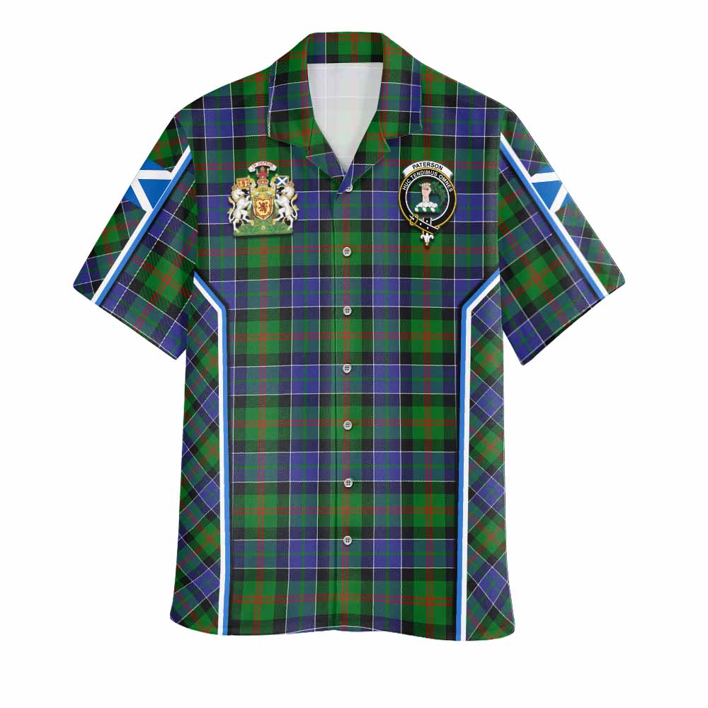 Paterson Tartan Crest Hawaiian Shirt Scotland Coat of Arm Flag Style - Tartan Vibes Clothing