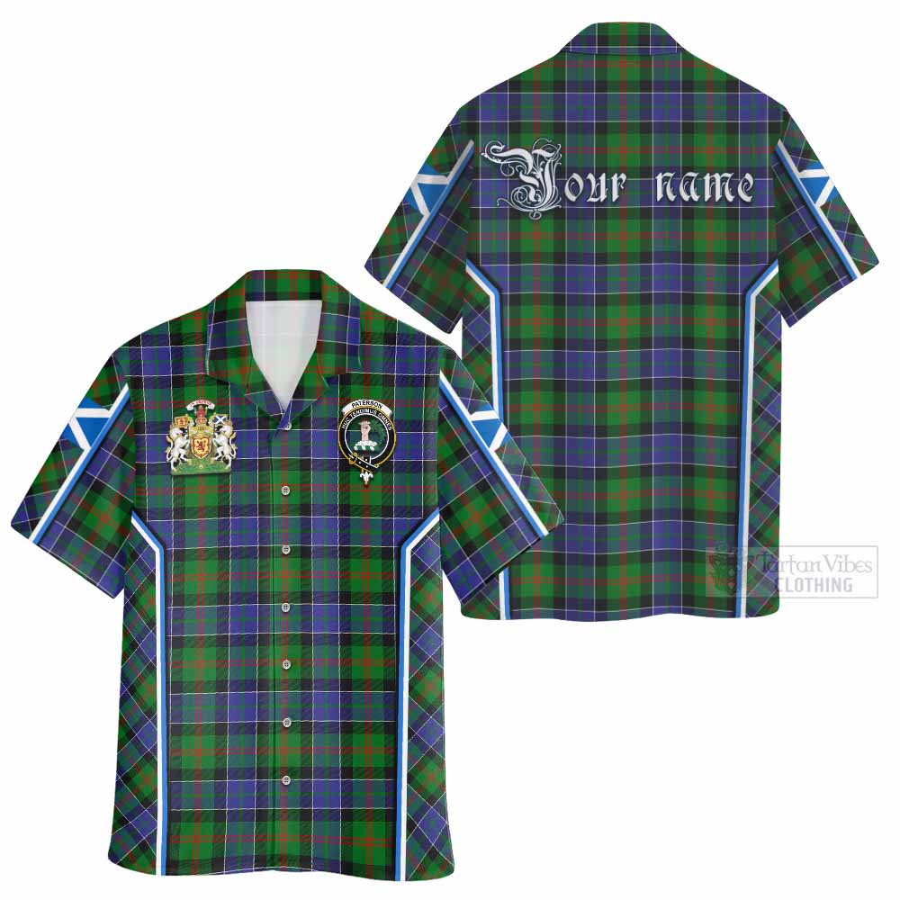 Paterson Tartan Crest Hawaiian Shirt Scotland Coat of Arm Flag Style - Tartan Vibes Clothing