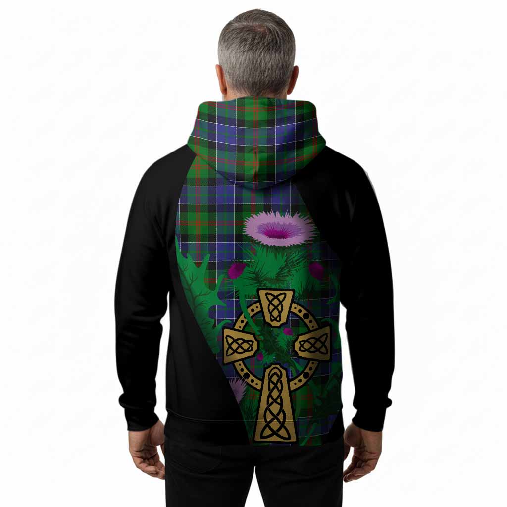 Paterson Tartan Crest Hoodie Celtic Cross Thistle Flowers
