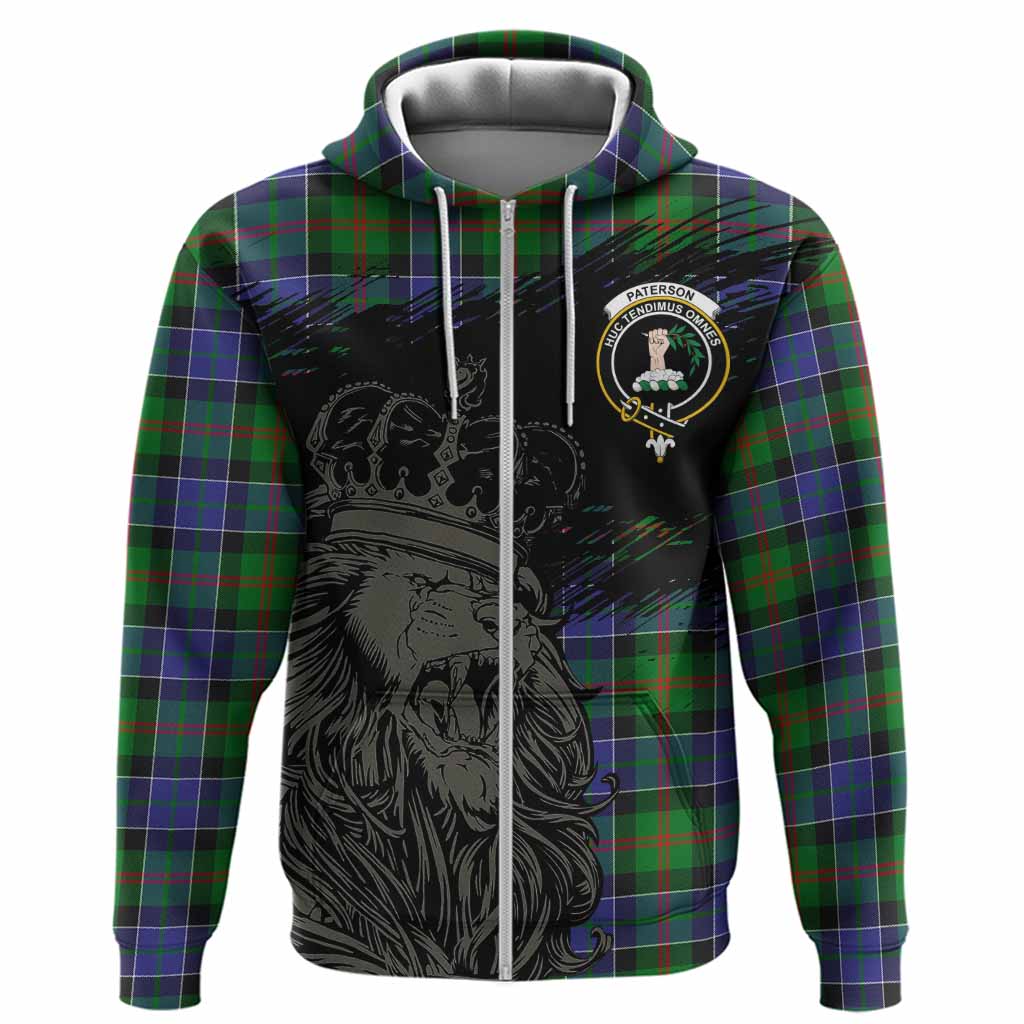 Paterson Tartan Crest Hoodie Crowned Lion Heritage Style