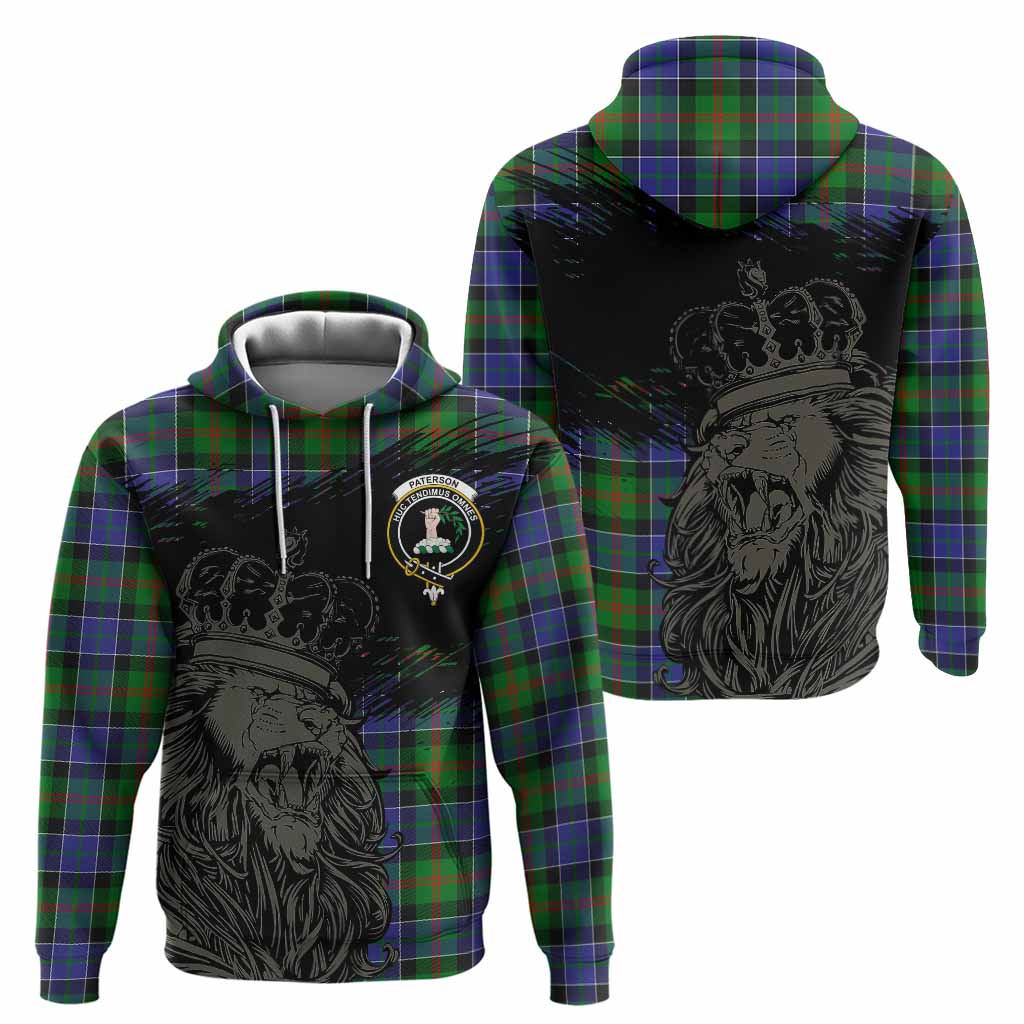 Paterson Tartan Crest Hoodie Crowned Lion Heritage Style