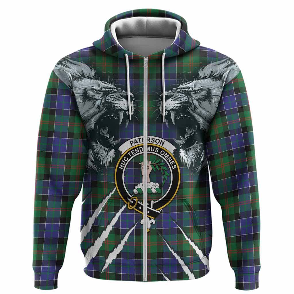 Paterson Tartan Crest Hoodie Ferocious Lion Style