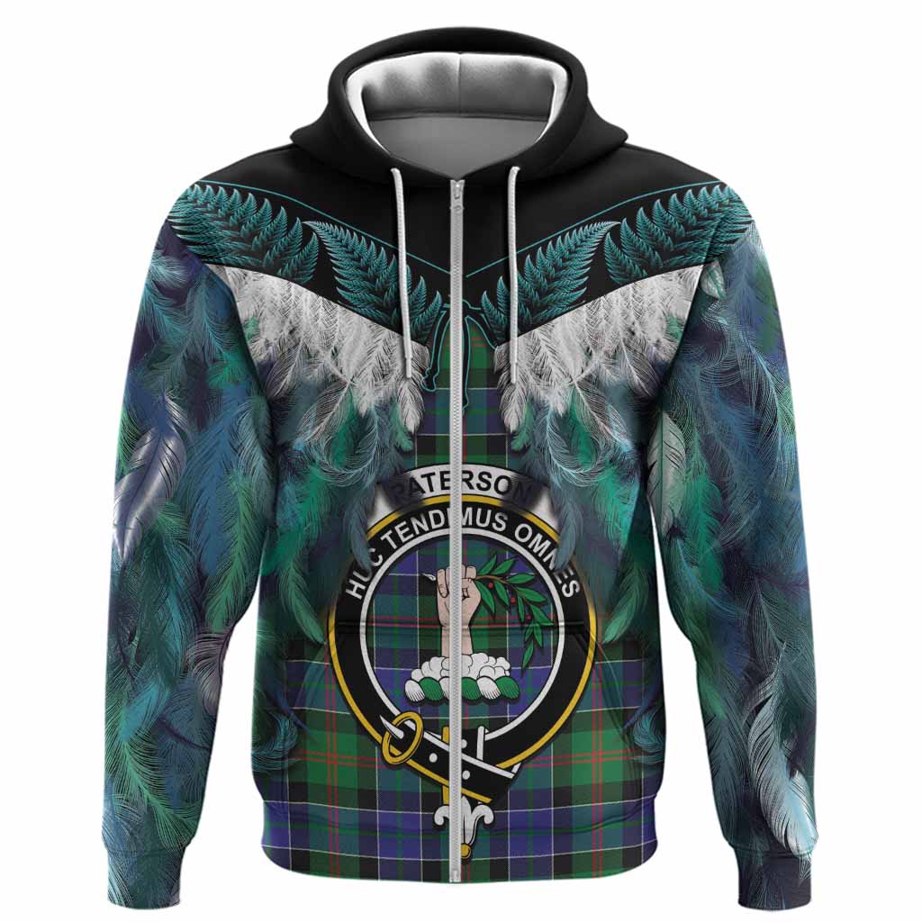Paterson Tartan Crest Hoodie New Zealand Maori Korowai Cloak