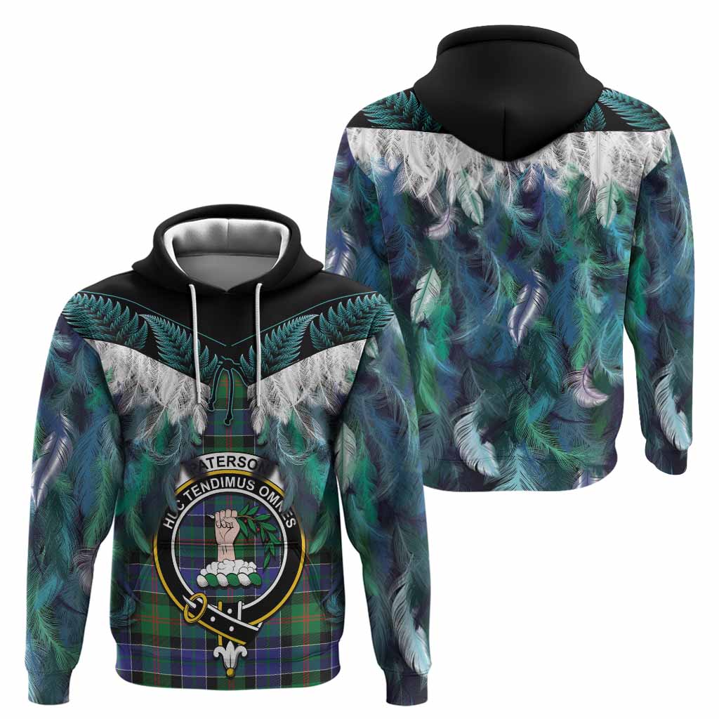 Paterson Tartan Crest Hoodie New Zealand Maori Korowai Cloak