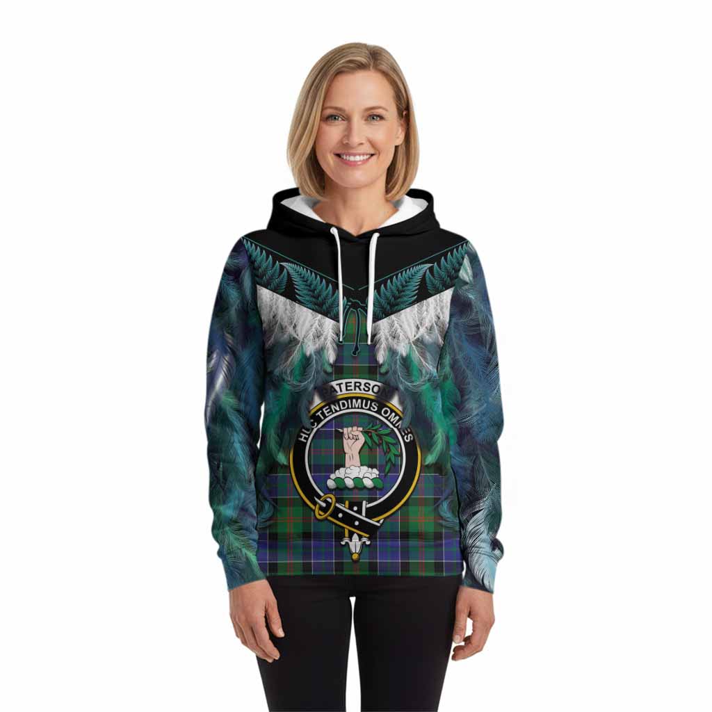 Paterson Tartan Crest Hoodie New Zealand Maori Korowai Cloak