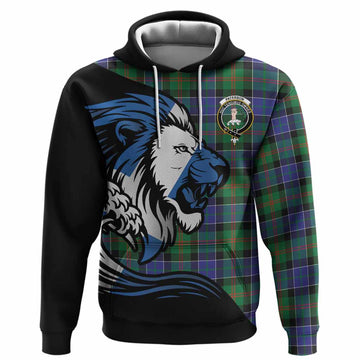 Paterson Tartan Crest Hoodie Scottish Golden Lions Wave Flow