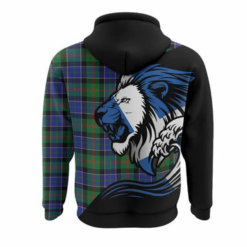 Paterson Tartan Crest Hoodie Scottish Golden Lions Wave Flow
