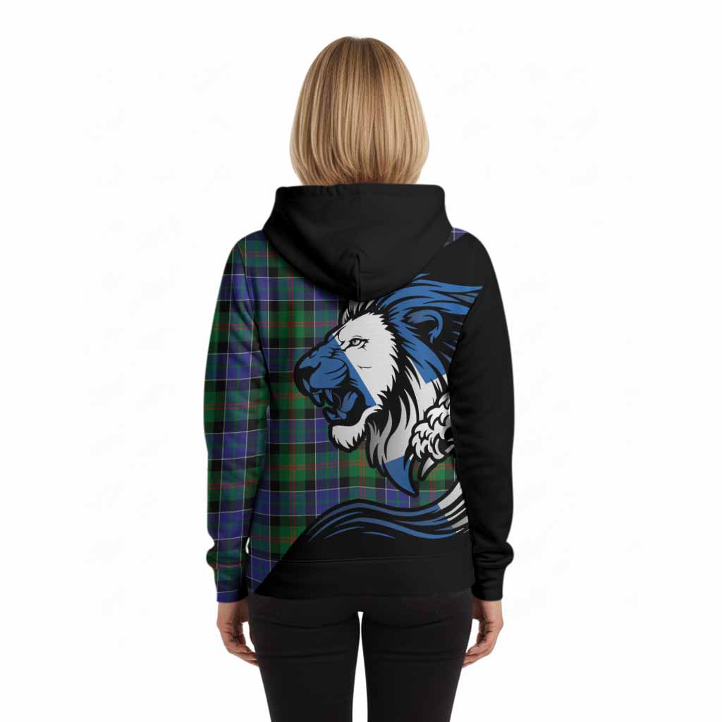 Paterson Tartan Crest Hoodie Scottish Golden Lions Wave Flow