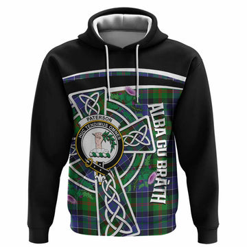 Paterson Tartan Crest Hoodie Scottish Thistle Celtic Cross Alba Gu Brath