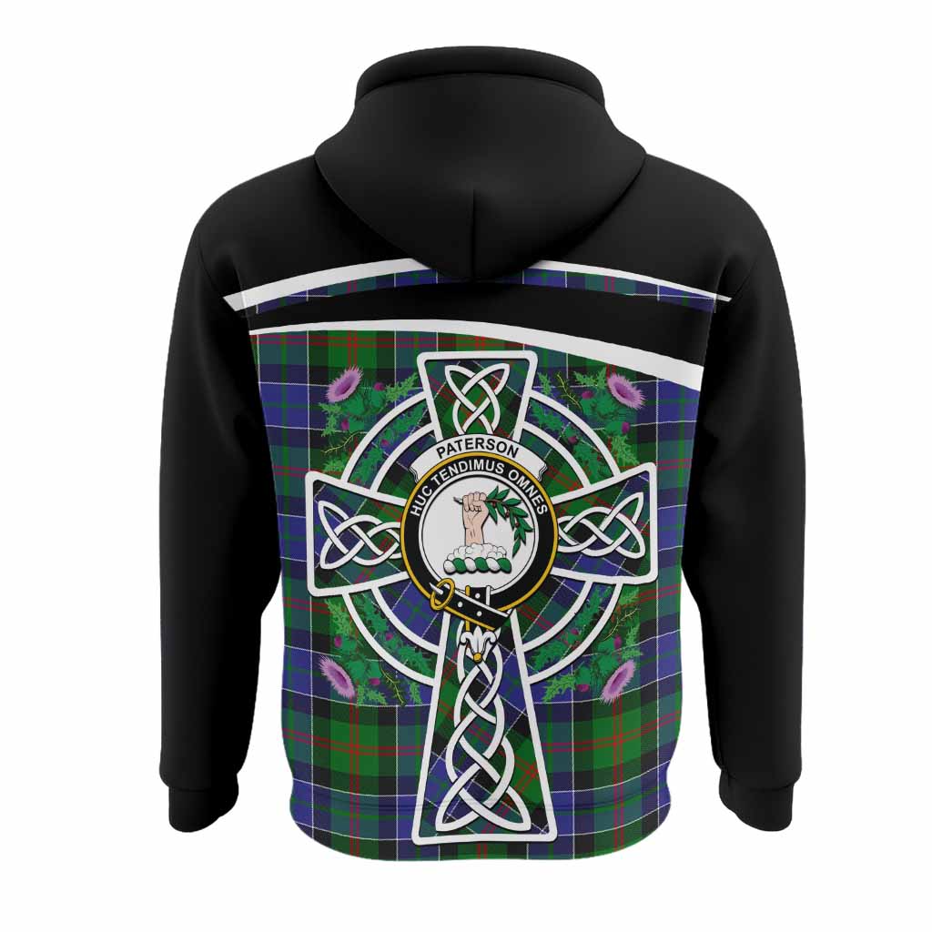 Paterson Tartan Crest Hoodie Scottish Thistle Celtic Cross Alba Gu Brath