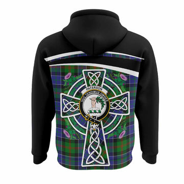 Paterson Tartan Crest Hoodie Scottish Thistle Celtic Cross Alba Gu Brath