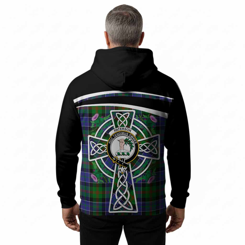 Paterson Tartan Crest Hoodie Scottish Thistle Celtic Cross Alba Gu Brath