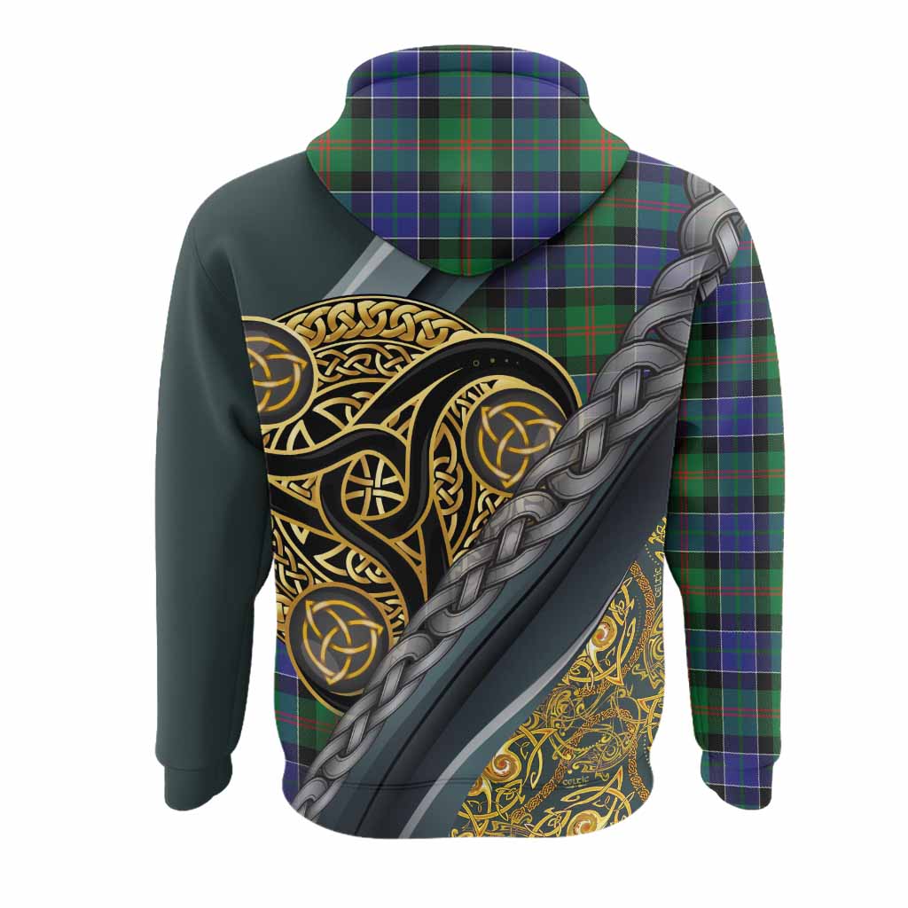Paterson Tartan Crest Hoodie Scottish Triskele Celtic