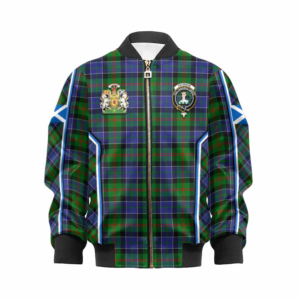 Paterson Tartan Crest Kid Bomber Jacket Scotland Coat of Arm Flag Style - Tartan Vibes Clothing