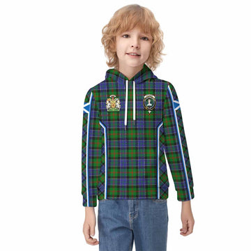 Paterson Tartan Crest Kid Hoodie Scotland Coat of Arm Flag Style