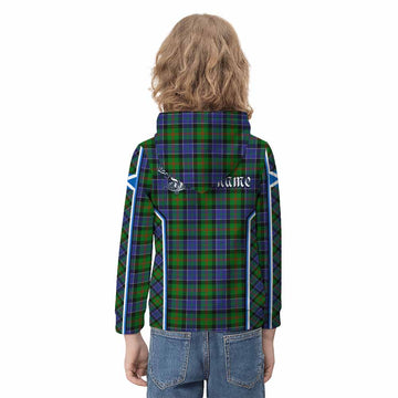 Paterson Tartan Crest Kid Hoodie Scotland Coat of Arm Flag Style