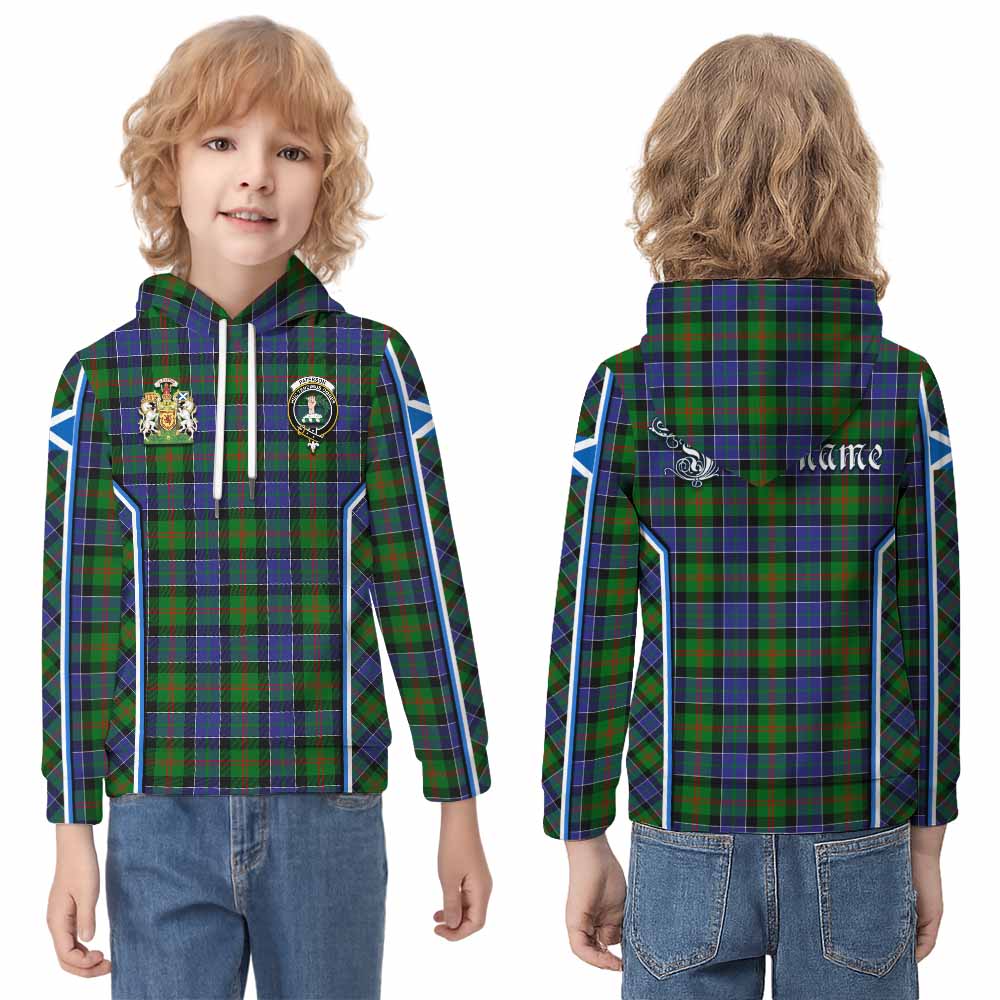 Paterson Tartan Crest Kid Hoodie Scotland Coat of Arm Flag Style - Tartan Vibes Clothing