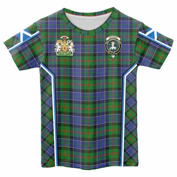 Paterson Tartan Crest Kid T-shirt Scotland Coat of Arm Flag Style