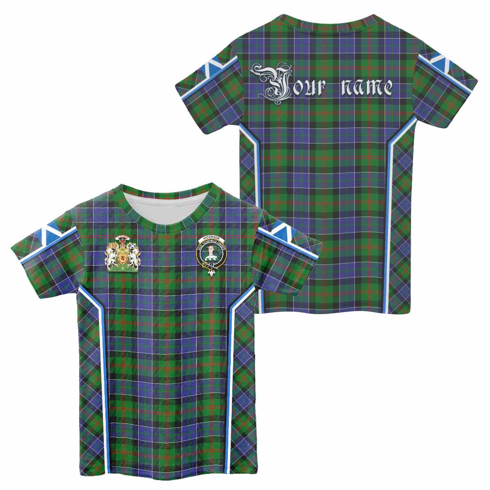 Paterson Tartan Crest Kid T-shirt Scotland Coat of Arm Flag Style - Tartan Vibes Clothing