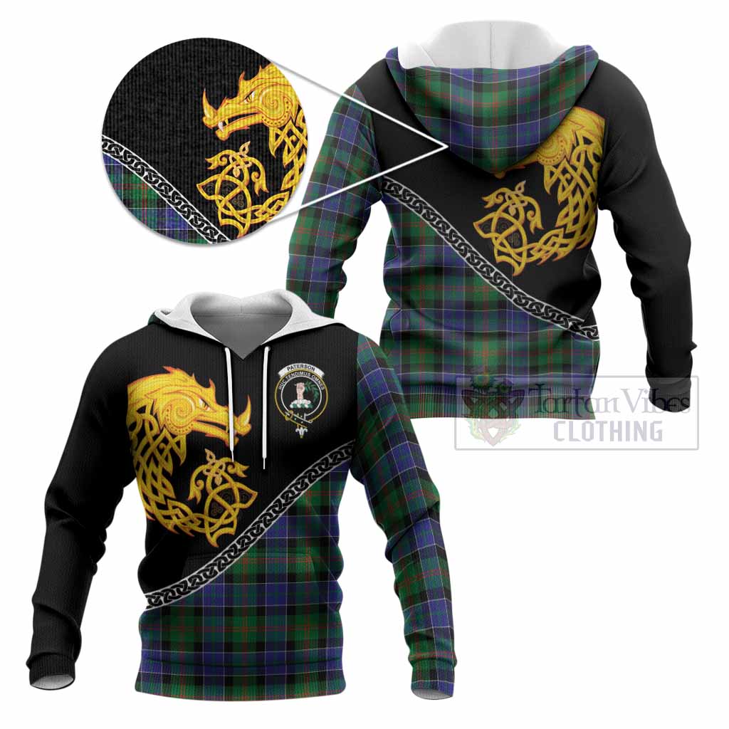 Paterson Tartan Crest Knitted Hoodie Legendary Dragon Knot Half Style