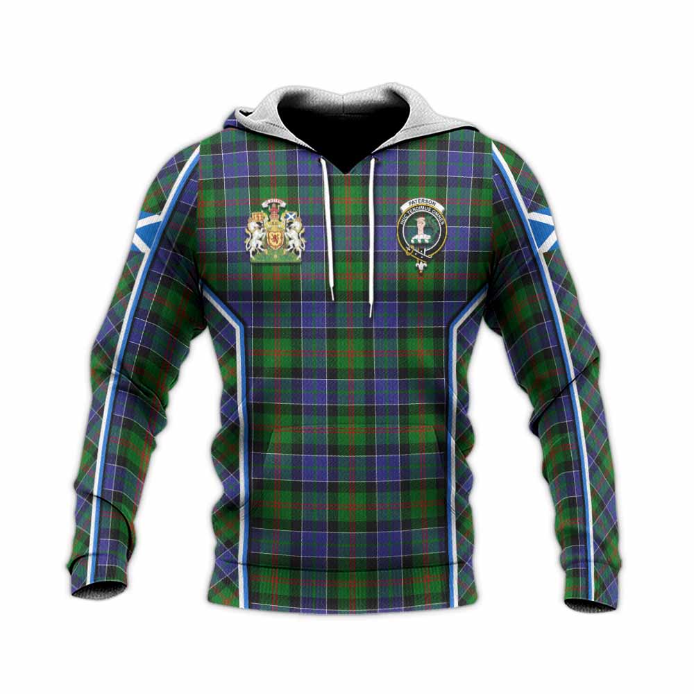 Paterson Tartan Crest Knitted Hoodie Scotland Coat of Arm Flag Style - Tartan Vibes Clothing