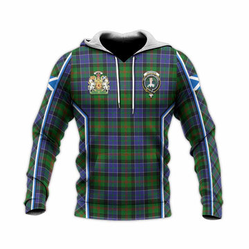 Paterson Tartan Crest Knitted Hoodie Scotland Coat of Arm Flag Style