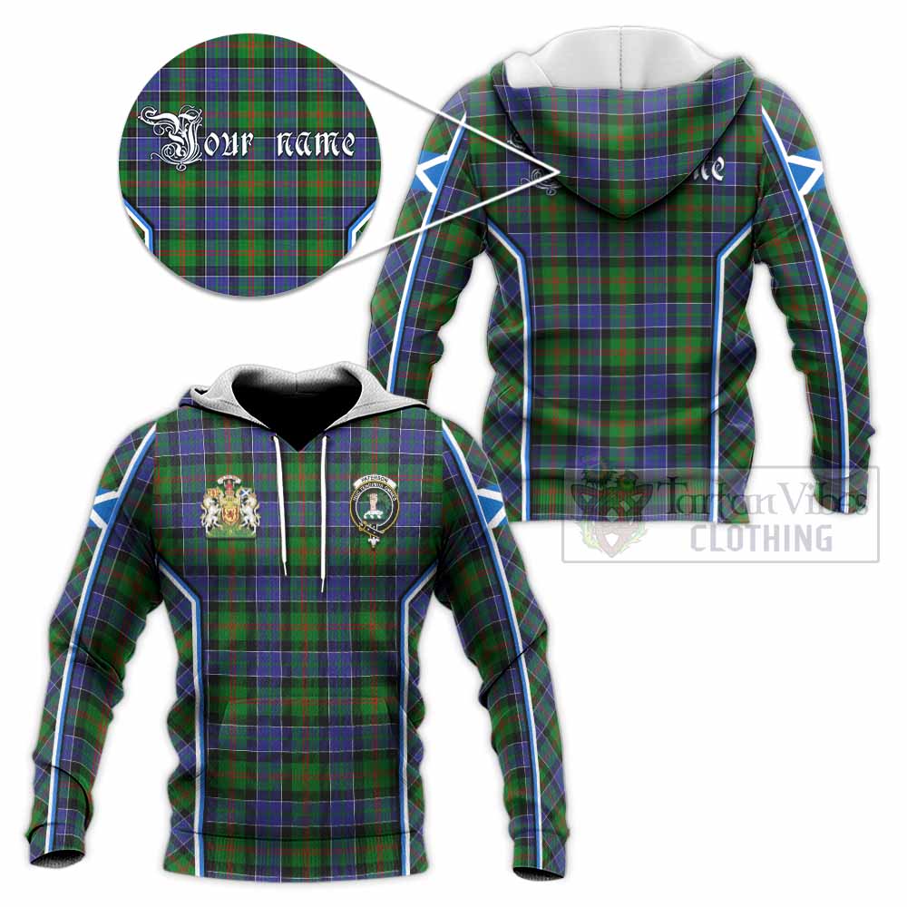 Paterson Tartan Crest Knitted Hoodie Scotland Coat of Arm Flag Style - Tartan Vibes Clothing