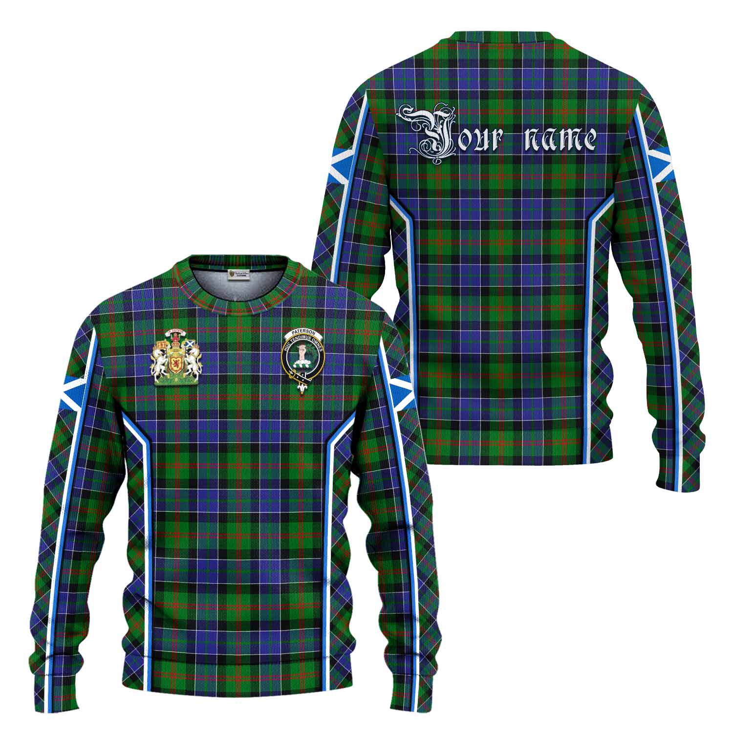 Paterson Tartan Crest Knitted Sweater Scotland Coat of Arm Flag Style - Tartan Vibes Clothing